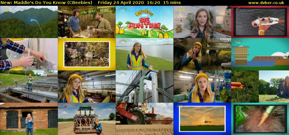 Maddie's Do You Know (CBeebies) Friday 24 April 2020 16:20 - 16:35