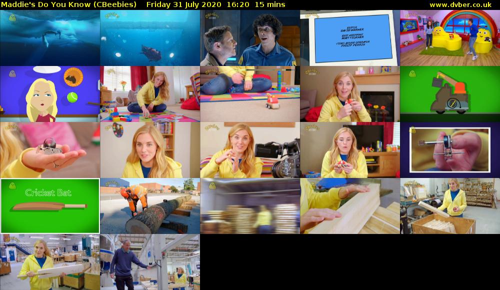 Maddie's Do You Know (CBeebies) Friday 31 July 2020 16:20 - 16:35