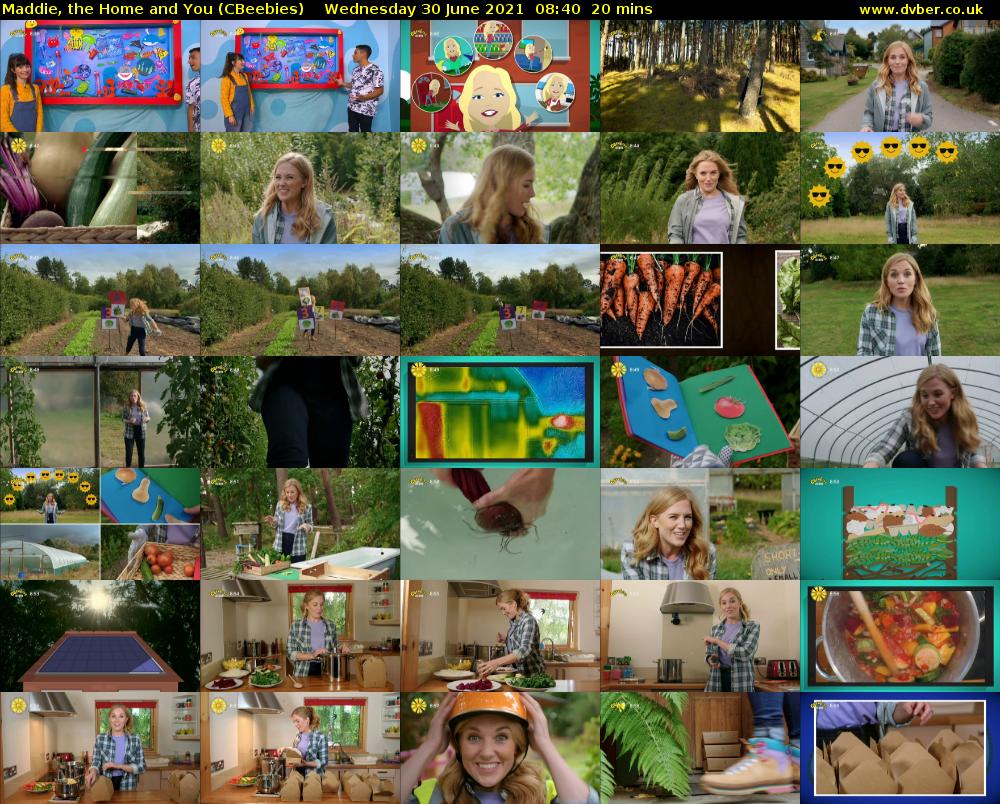 Maddie, the Home and You (CBeebies) Wednesday 30 June 2021 08:40 - 09:00