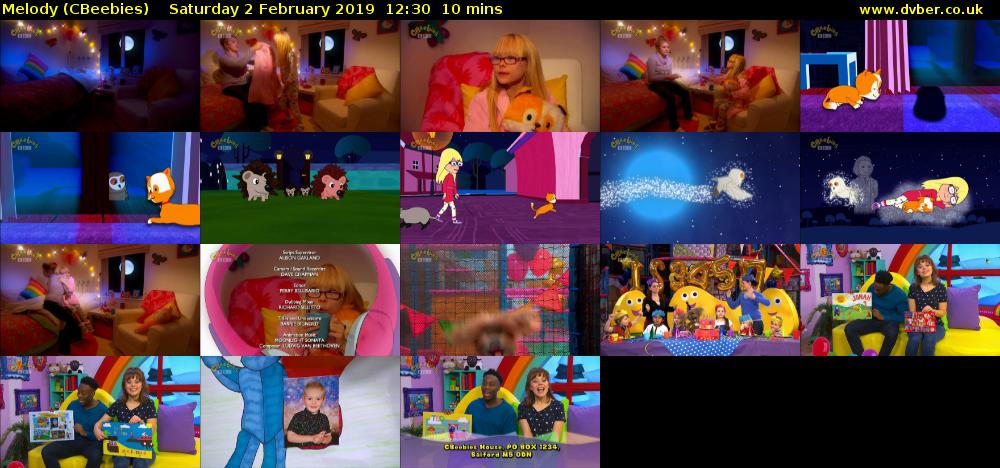 Melody (CBeebies) Saturday 2 February 2019 12:30 - 12:40