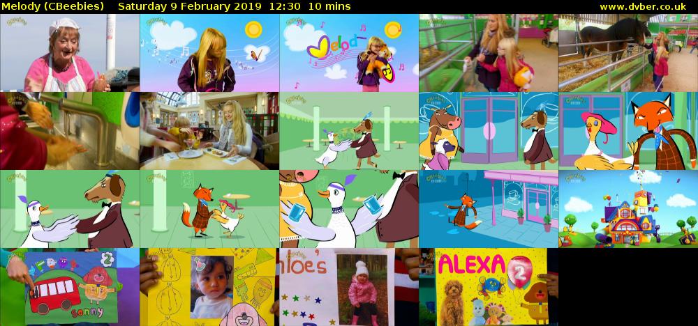 Melody (CBeebies) Saturday 9 February 2019 12:30 - 12:40