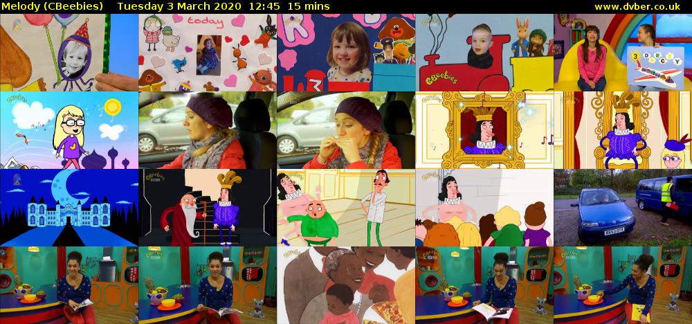 Melody (CBeebies) Tuesday 3 March 2020 12:45 - 13:00