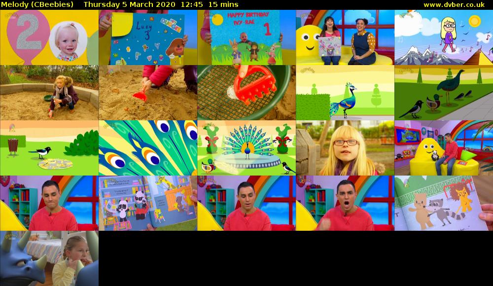 Melody (CBeebies) Thursday 5 March 2020 12:45 - 13:00