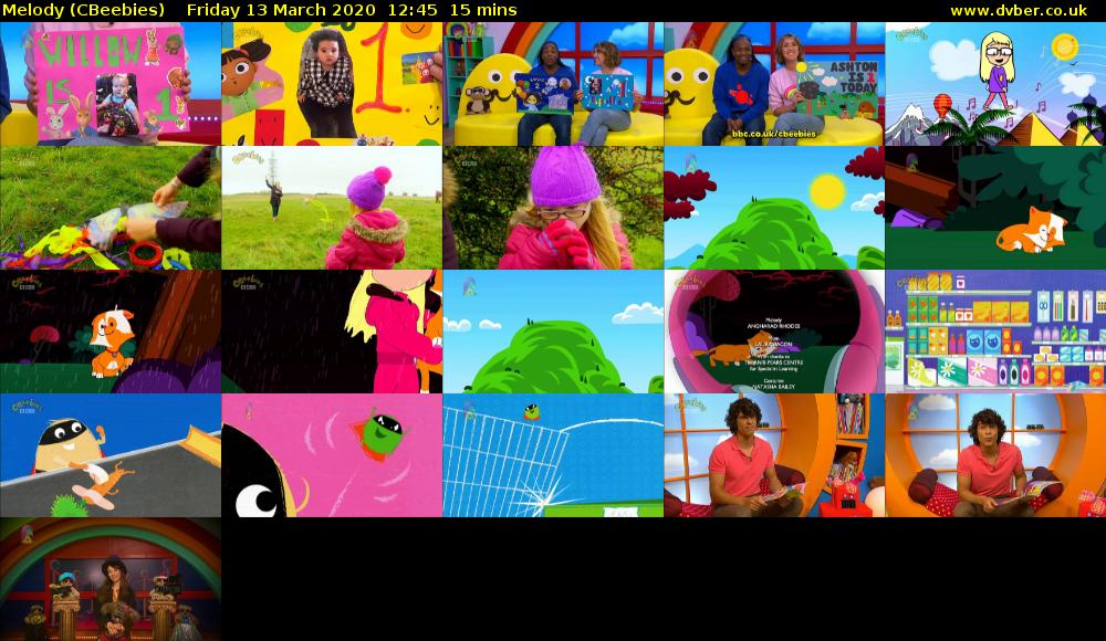 Melody (CBeebies) Friday 13 March 2020 12:45 - 13:00