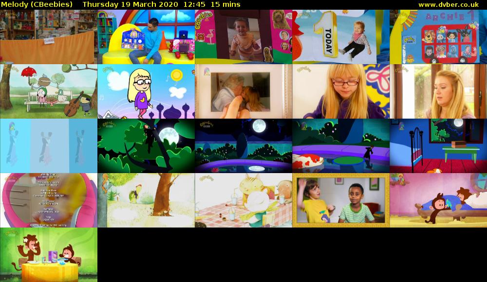 Melody (CBeebies) Thursday 19 March 2020 12:45 - 13:00