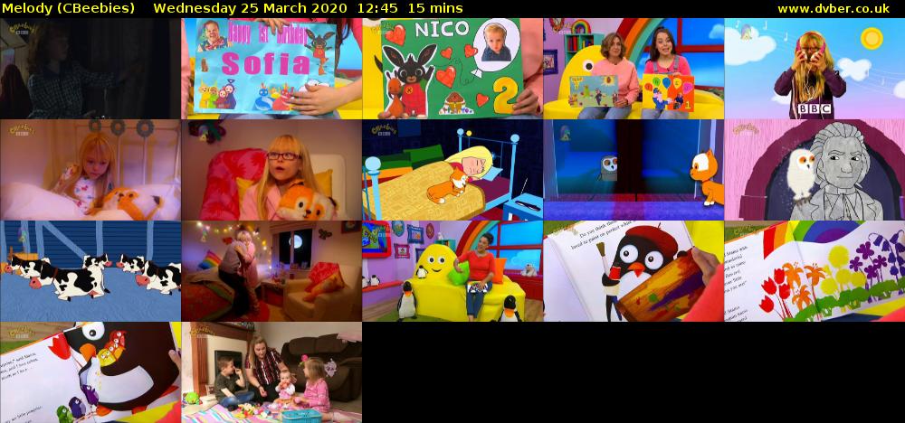 Melody (CBeebies) Wednesday 25 March 2020 12:45 - 13:00