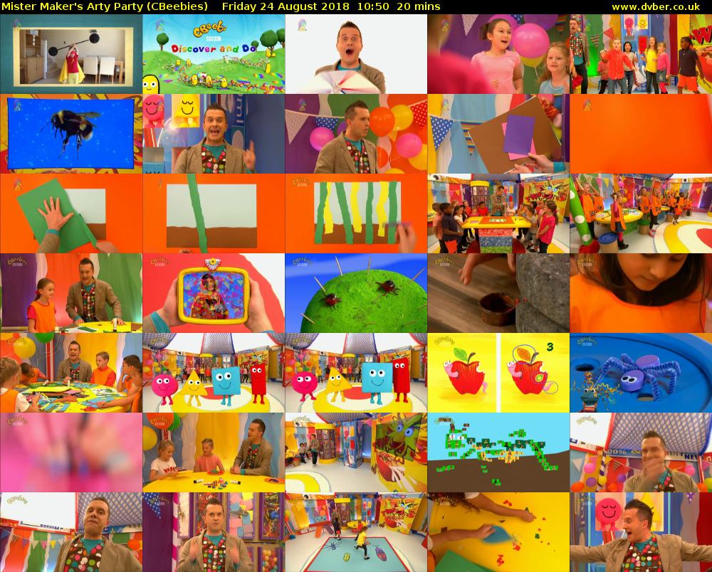 Mister Maker's Arty Party (CBeebies) Friday 24 August 2018 10:50 - 11:10