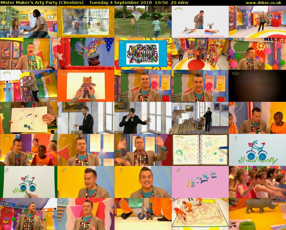 Mister Maker's Arty Party (CBeebies) Tuesday 4 September 2018 10:50 - 11:10