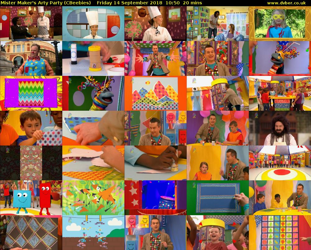 Mister Maker's Arty Party (CBeebies) Friday 14 September 2018 10:50 - 11:10