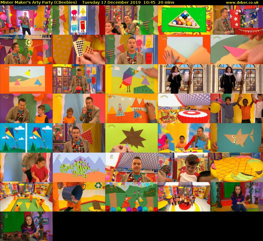 Mister Maker's Arty Party (CBeebies) Tuesday 17 December 2019 10:45 - 11:05