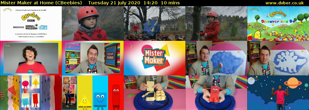 Mister Maker At Home (CBeebies) Tuesday 21 July 2020 14:20 - 14:30