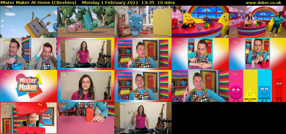Mister Maker At Home (CBeebies) Monday 1 February 2021 13:35 - 13:45