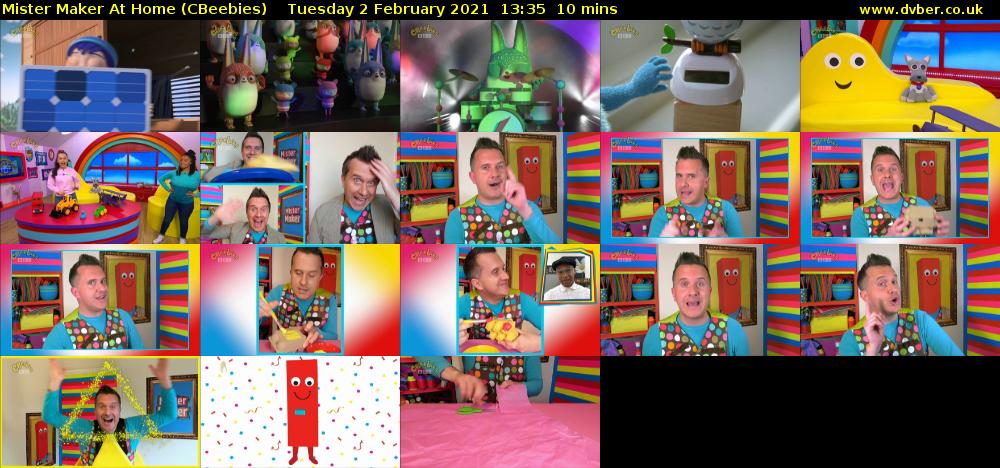 Mister Maker At Home (CBeebies) Tuesday 2 February 2021 13:35 - 13:45