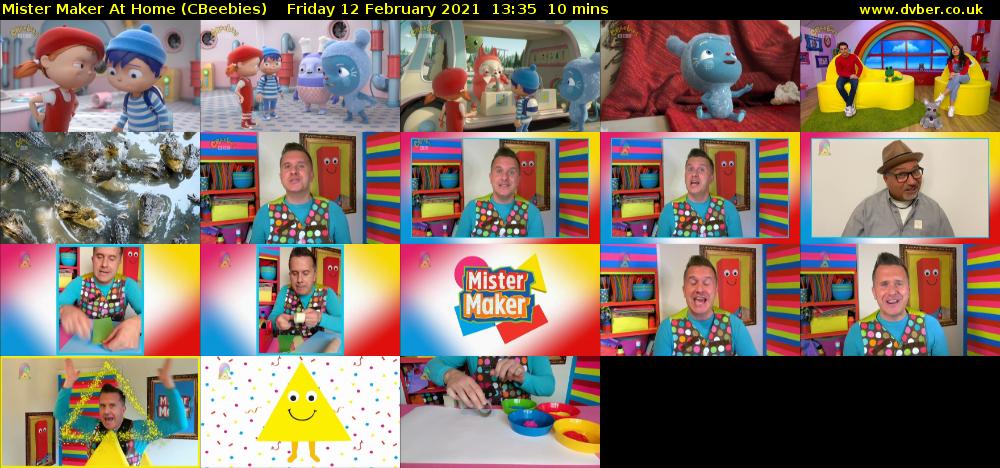 Mister Maker At Home (CBeebies) Friday 12 February 2021 13:35 - 13:45
