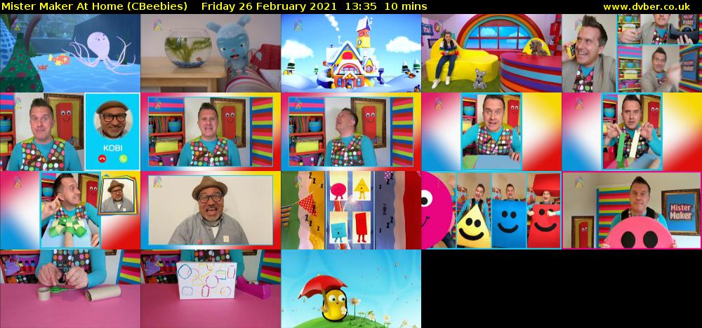 Mister Maker At Home (CBeebies) Friday 26 February 2021 13:35 - 13:45