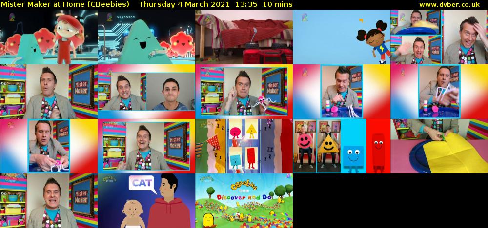 Mister Maker At Home (CBeebies) Thursday 4 March 2021 13:35 - 13:45
