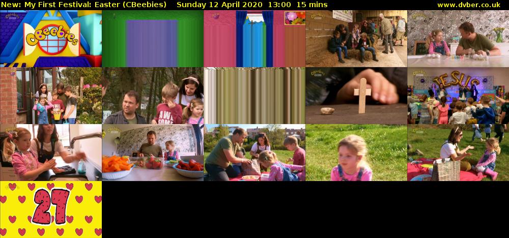 My First Festival: Easter (CBeebies) Sunday 12 April 2020 13:00 - 13:15