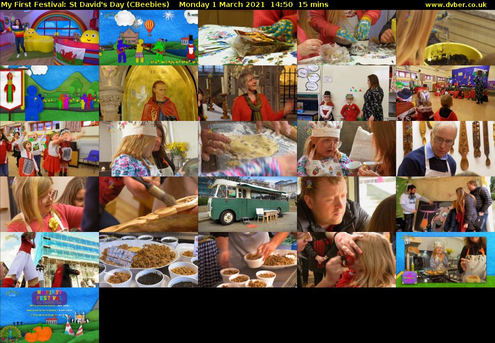 My First Festival: St David's Day (CBeebies) Monday 1 March 2021 14:50 - 15:05