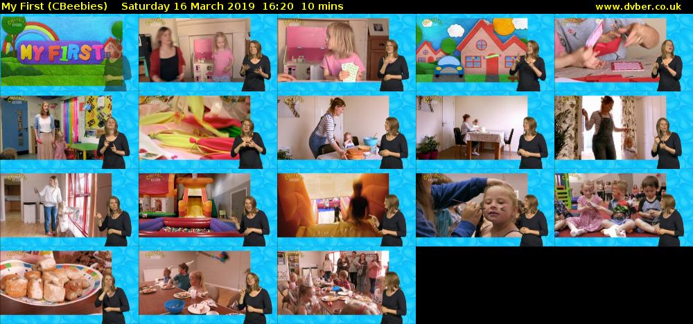 My First (CBeebies) Saturday 16 March 2019 16:20 - 16:30
