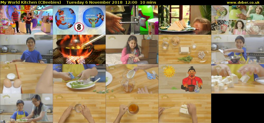 My World Kitchen (CBeebies) Tuesday 6 November 2018 12:00 - 12:10