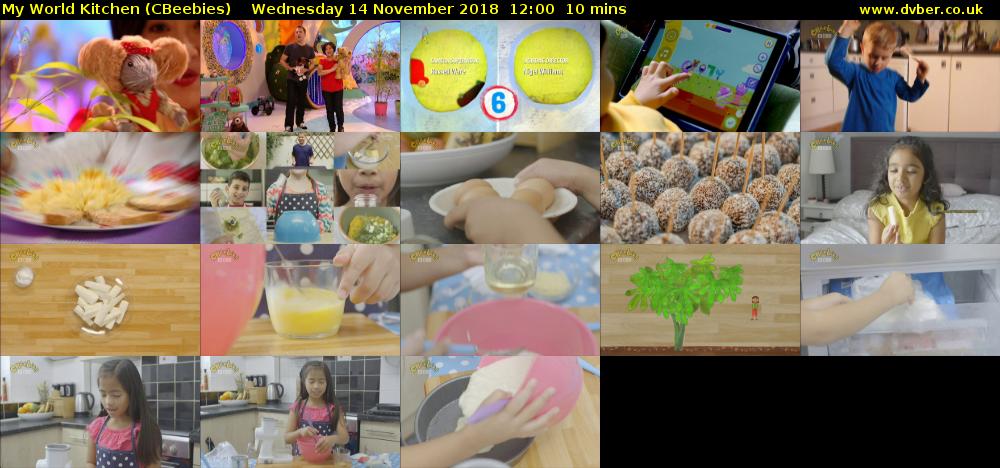 My World Kitchen (CBeebies) Wednesday 14 November 2018 12:00 - 12:10