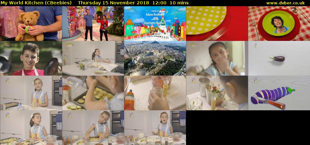 My World Kitchen (CBeebies) Thursday 15 November 2018 12:00 - 12:10