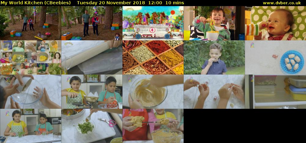 My World Kitchen (CBeebies) Tuesday 20 November 2018 12:00 - 12:10