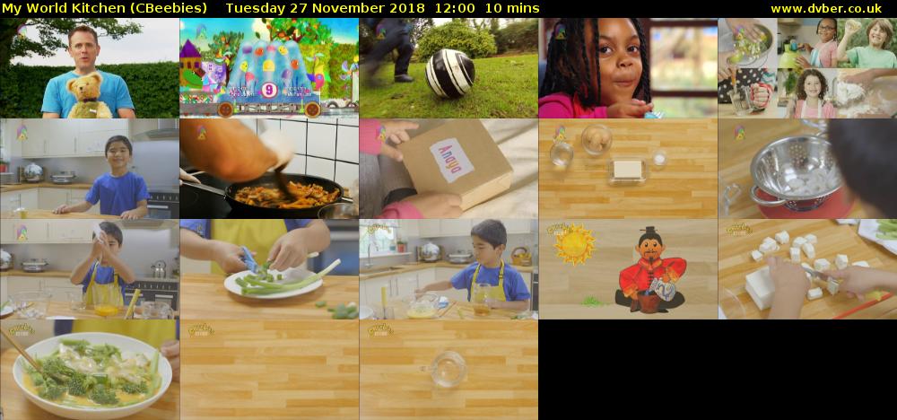 My World Kitchen (CBeebies) Tuesday 27 November 2018 12:00 - 12:10