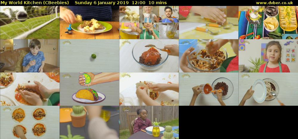 My World Kitchen (CBeebies) Sunday 6 January 2019 12:00 - 12:10