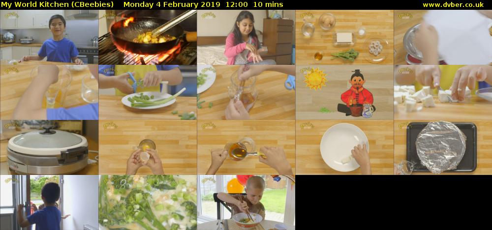 My World Kitchen (CBeebies) Monday 4 February 2019 12:00 - 12:10