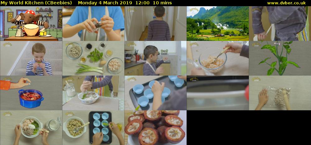My World Kitchen (CBeebies) Monday 4 March 2019 12:00 - 12:10