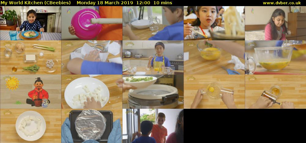 My World Kitchen (CBeebies) Monday 18 March 2019 12:00 - 12:10