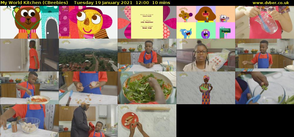 My World Kitchen (CBeebies) Tuesday 19 January 2021 12:00 - 12:10