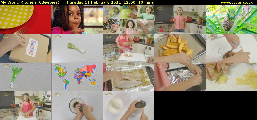My World Kitchen (CBeebies) Thursday 11 February 2021 12:00 - 12:10