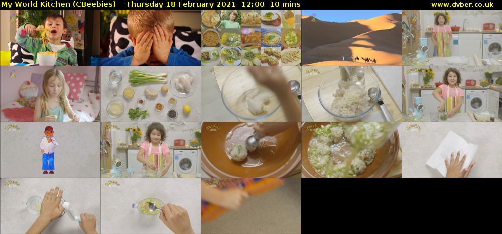 My World Kitchen (CBeebies) Thursday 18 February 2021 12:00 - 12:10