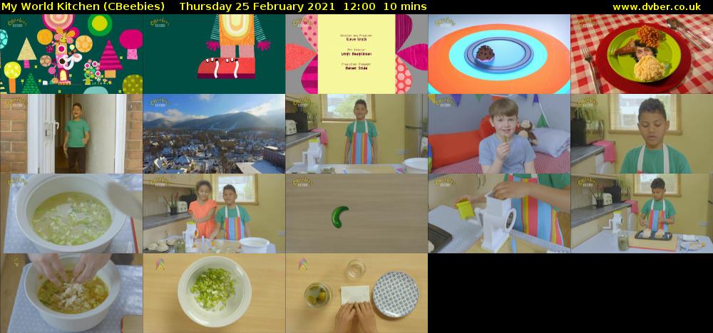 My World Kitchen (CBeebies) Thursday 25 February 2021 12:00 - 12:10