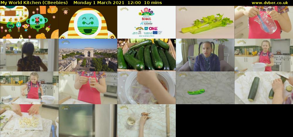 My World Kitchen (CBeebies) Monday 1 March 2021 12:00 - 12:10