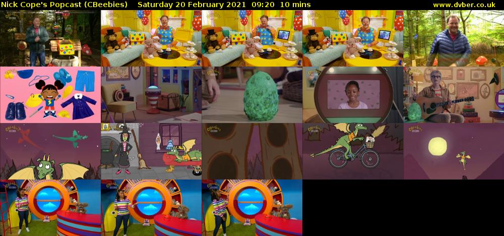 Nick Cope's Popcast (CBeebies) Saturday 20 February 2021 09:20 - 09:30
