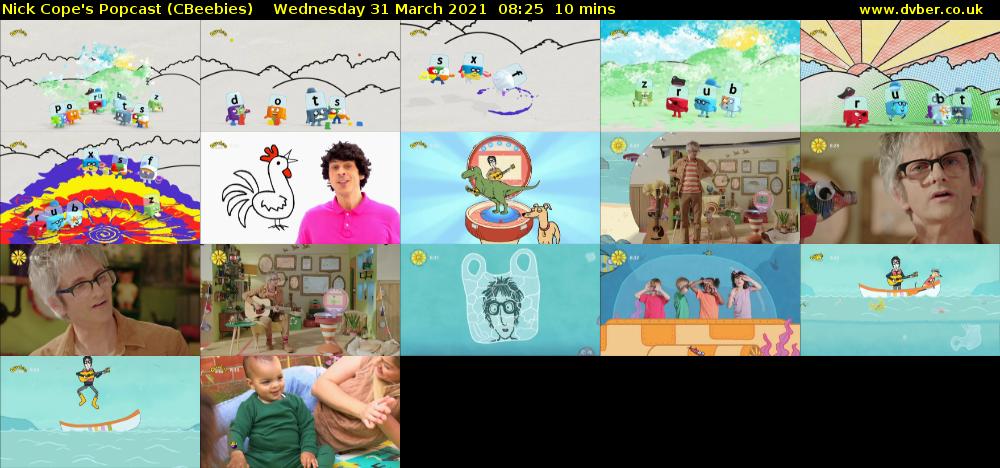 Nick Cope's Popcast (CBeebies) Wednesday 31 March 2021 08:25 - 08:35