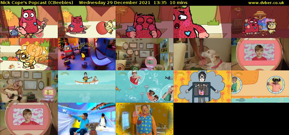 Nick Cope's Popcast (CBeebies) Wednesday 29 December 2021 13:35 - 13:45