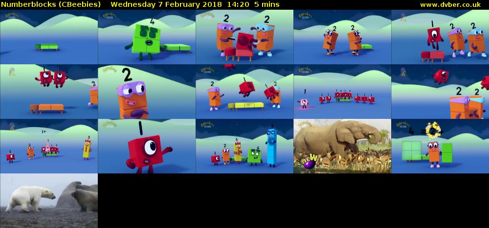 Numberblocks (CBeebies) Wednesday 7 February 2018 14:20 - 14:25