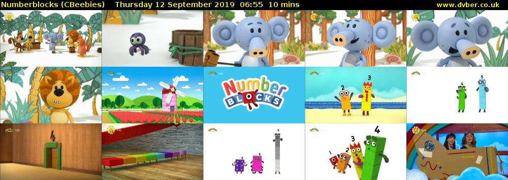Numberblocks (CBeebies) Thursday 12 September 2019 06:55 - 07:05