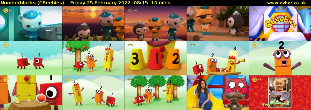 Numberblocks (CBeebies) Friday 25 February 2022 08:15 - 08:25