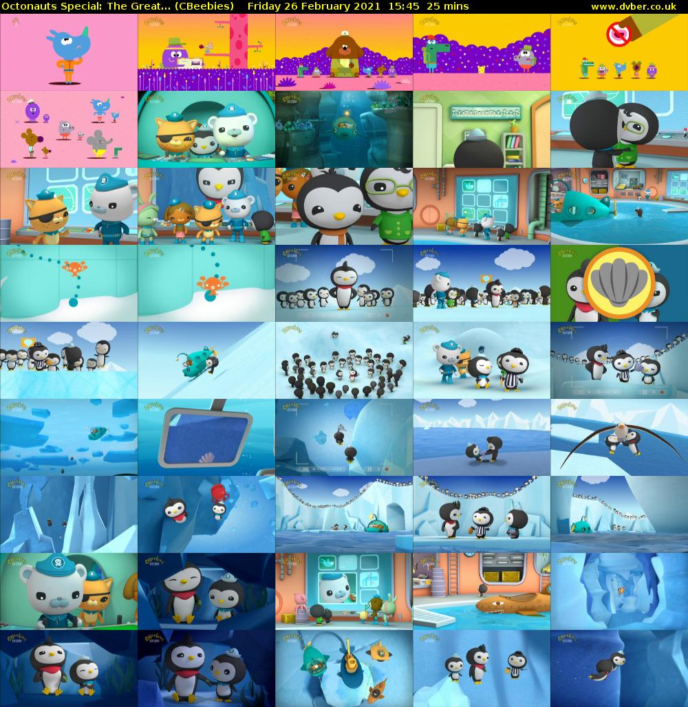 Octonauts Special: The Great... (CBeebies) Friday 26 February 2021 15:45 - 16:10