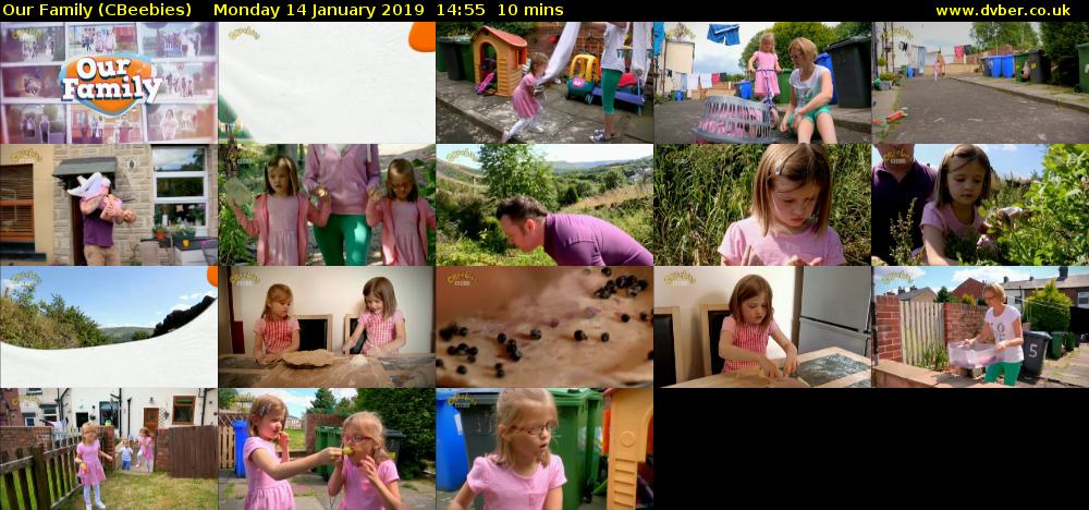 Our Family (CBeebies) Monday 14 January 2019 14:55 - 15:05