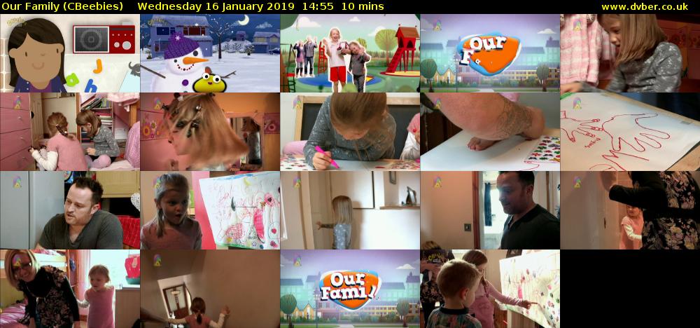 Our Family (CBeebies) Wednesday 16 January 2019 14:55 - 15:05