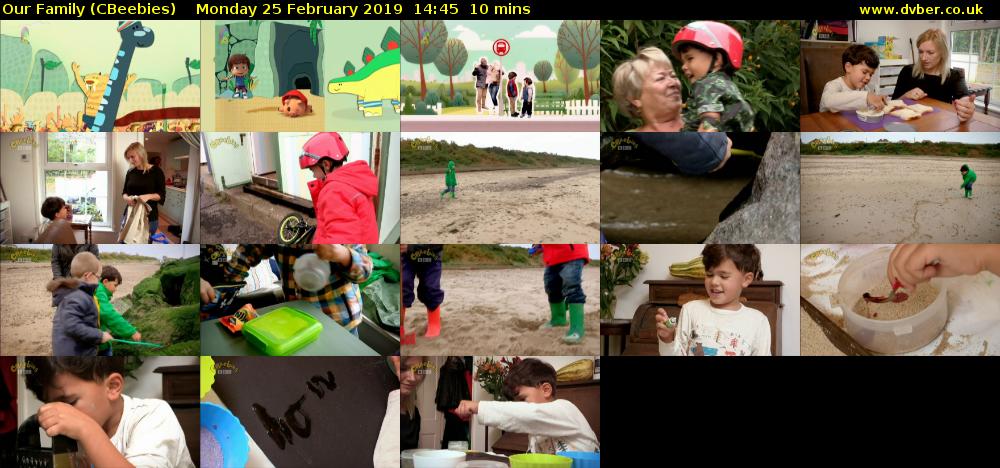 Our Family (CBeebies) Monday 25 February 2019 14:45 - 14:55
