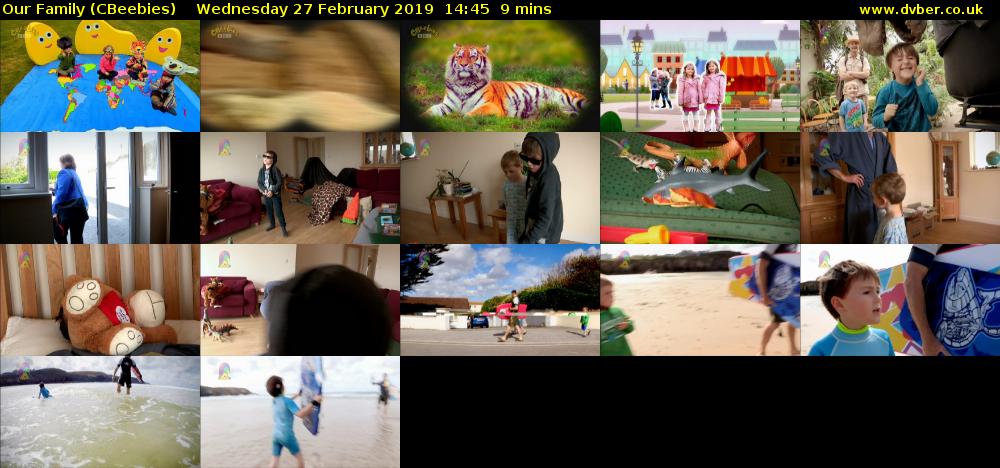 Our Family (CBeebies) Wednesday 27 February 2019 14:45 - 14:54