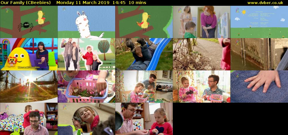 Our Family (CBeebies) Monday 11 March 2019 14:45 - 14:55