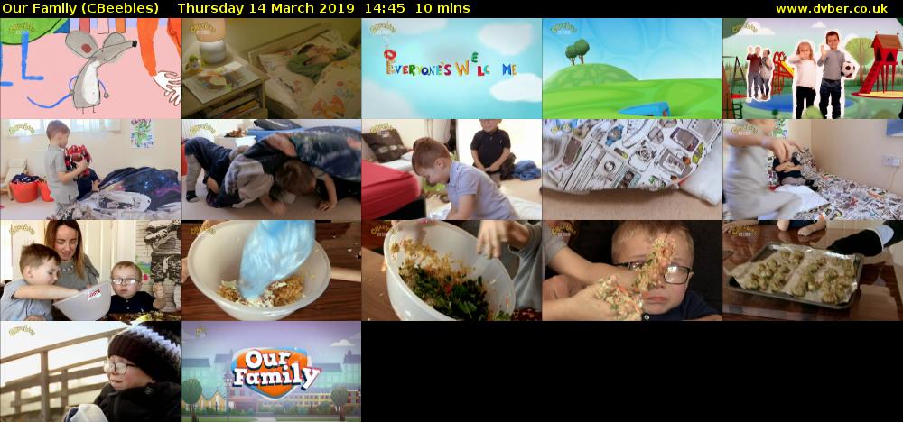 Our Family (CBeebies) Thursday 14 March 2019 14:45 - 14:55